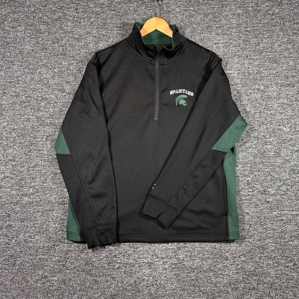 Colosseum Michigan State Spartans Mens Large Quarter Zip Pullover Black Green‎